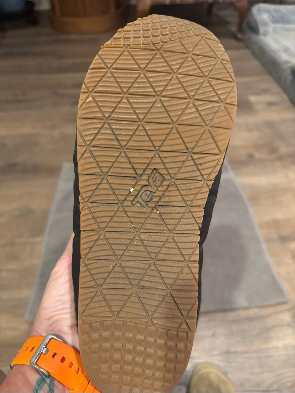 Teva Black Quilted Slip-On Shoes with Pink Lining